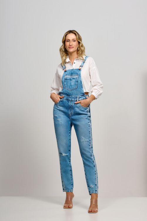 Jardineira Patogê feminina em jeans JD36993