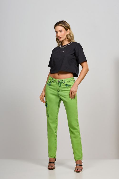 Calça Patogê feminina reta cintura regular baixa (G2) CL36987