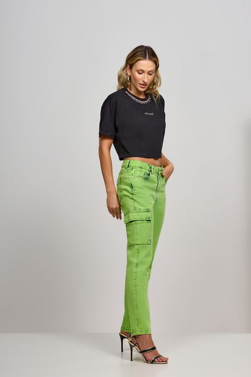 Calça Patogê feminina reta cintura regular baixa (G2) CL36987