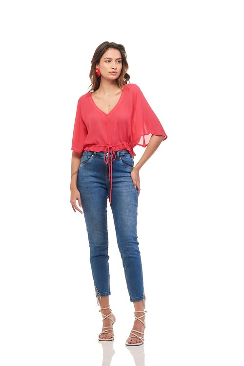 Calça Patogê feminina cigarrete jeans cintura média (G3) CL37097