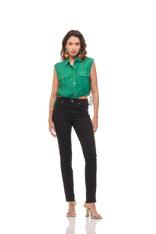 Calça Patogê feminina skinny sarja cintura média (G3) CL36927