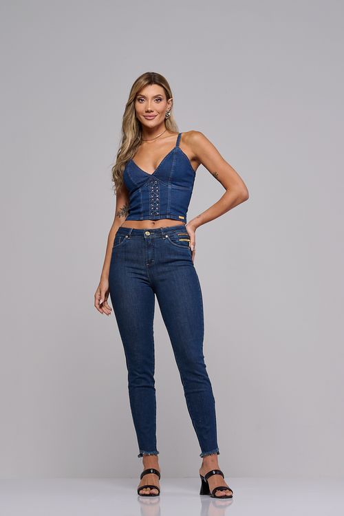 Calça skinny jeans feminina Patogê cintura alta (G4) CL37586