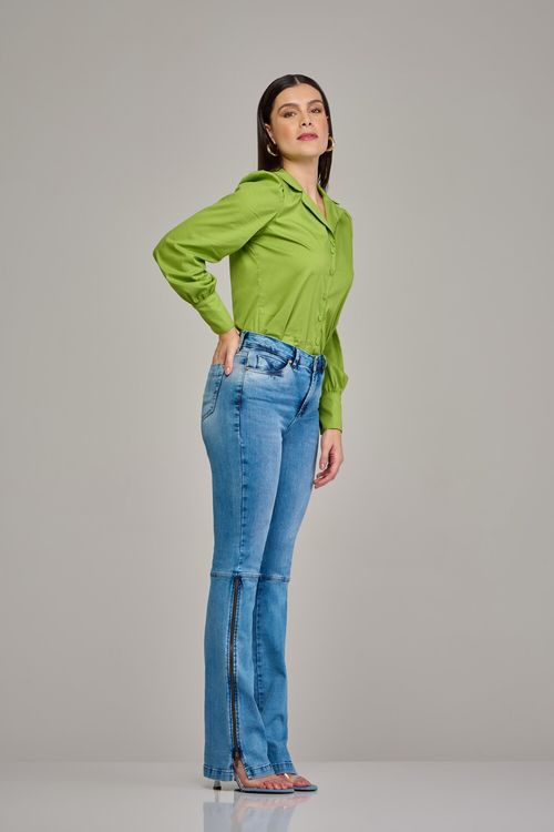 Calça boot cut jeans feminina Patoge cintura alta (G4) CL37432