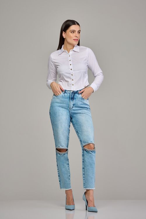 Calça mom jeans feminina Patogê cintura alta (G4) CL37477