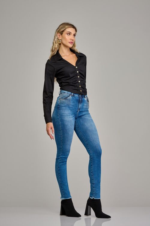 Calça skinny jeans feminina Patogê cintura alta (G4) CL37552