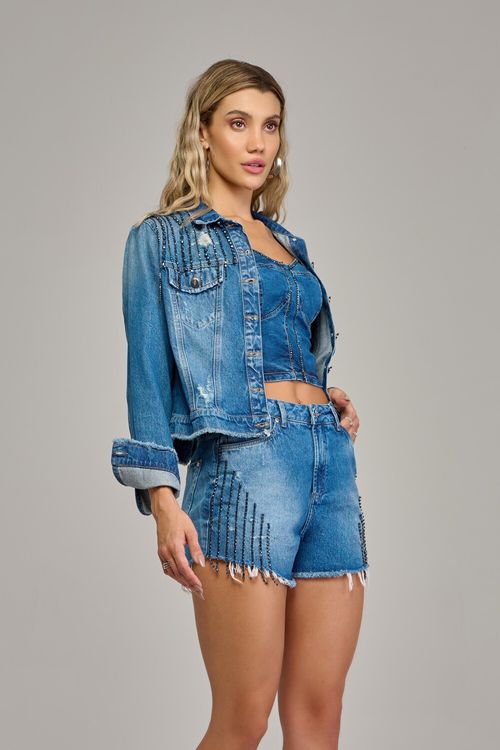 Short jeans feminino Patogê cintura alta (G4) SH37333
