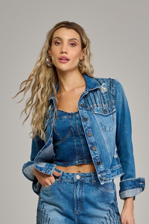 Jaqueta jeans feminina Patogê JQ37403
