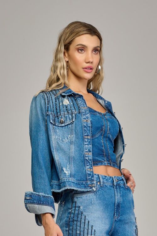 Jaqueta jeans feminina Patogê JQ37403