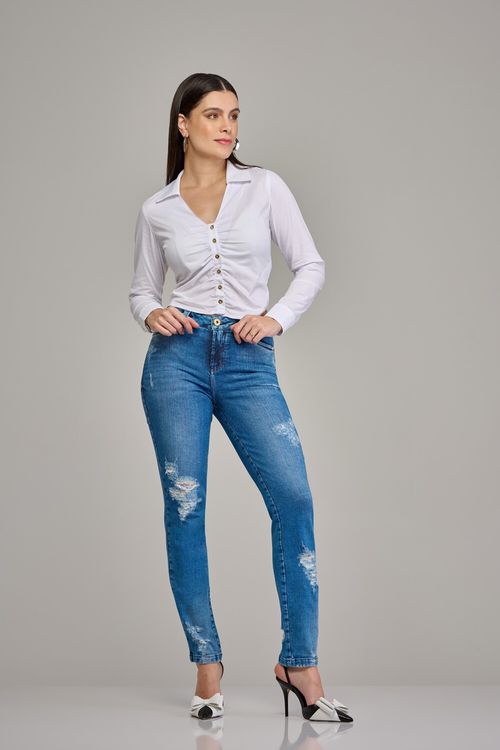 Calça skinny jeans feminina Patogê cintura média (G3) CL37446