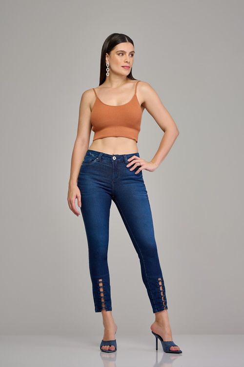 Calça cigarrete jeans feminina Patogê cintura média (G3) CL37452