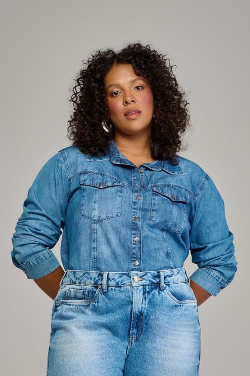 Camisa oversized jeans feminina Patogê CA37712