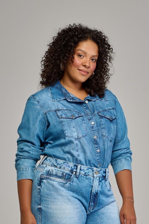 Camisa oversized jeans feminina Patogê CA37712