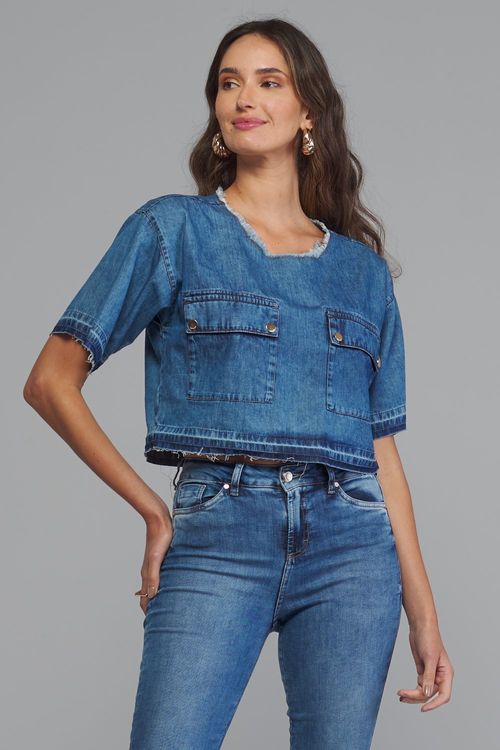 Blusa jeans feminina Patogê BL37850