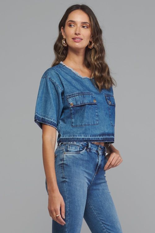 Blusa jeans feminina Patogê BL37850