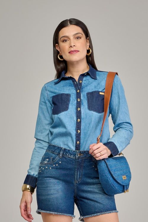 Camisa jeans feminina Patogê CA37396
