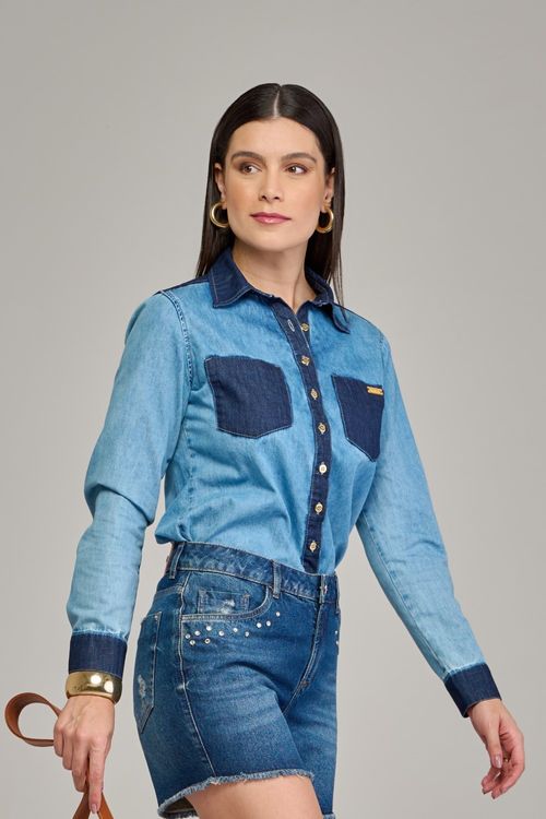 Camisa jeans feminina Patogê CA37396