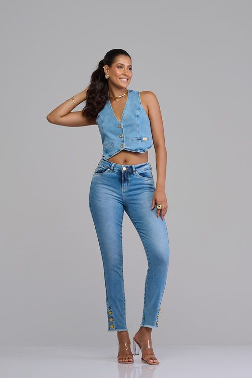 Calça skinny jeans feminina Patogê cintura média (G3) CL37335