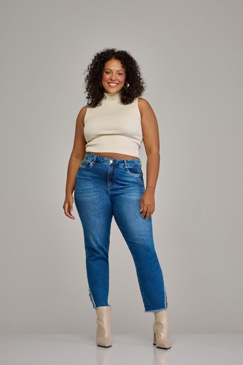 Calça cintura curvy jeans feminina Patogê cintura média (G3) CL37568