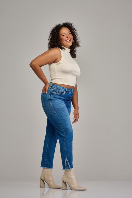 Calça cintura curvy jeans feminina Patogê cintura média (G3) CL37568