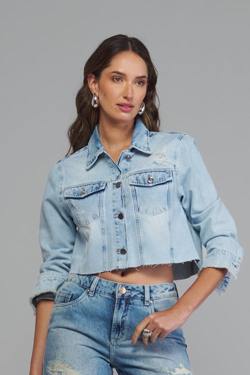 Jaqueta cropped jeans feminina Patogê JQ37864
