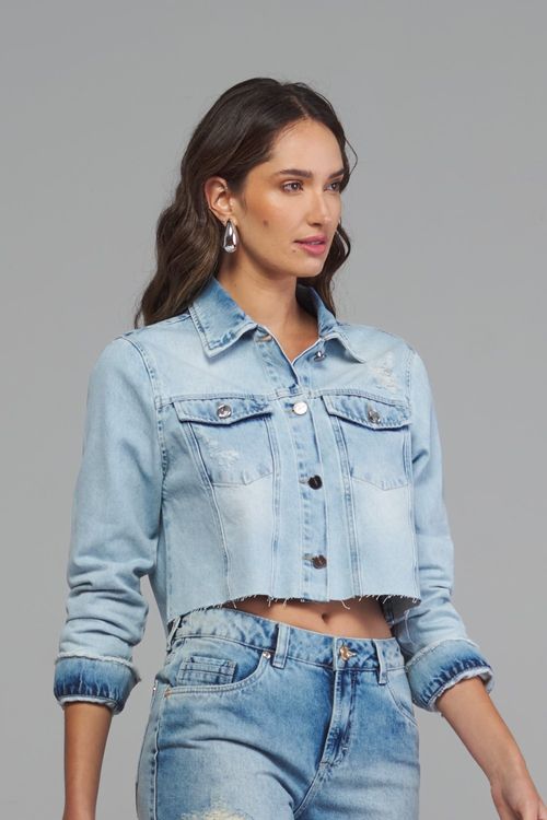 Jaqueta cropped jeans feminina Patogê JQ37864