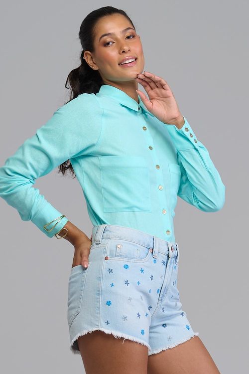 Short jeans feminino Patogê cintura média (G3) SH37319