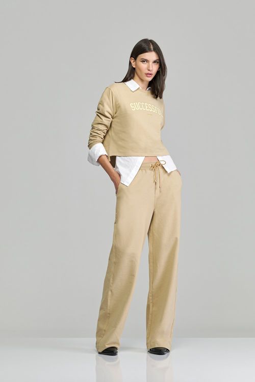 Calça pantalona em moletinho feminina Patogê cintura média (G3) CL37852