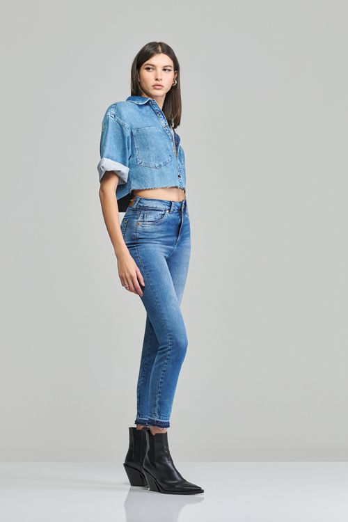 Calça Patogê feminina skinny jeans cintura super alta cigarrete (G5) CL37802