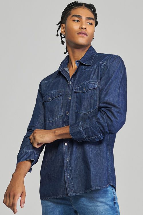 Camisa jeans masculina Patogê CA37679