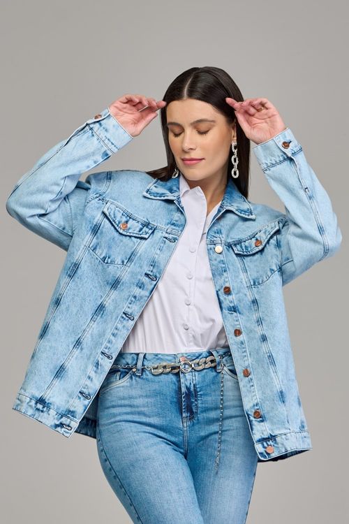 Jaqueta boyfriend jeans feminina Patogê JQ37563