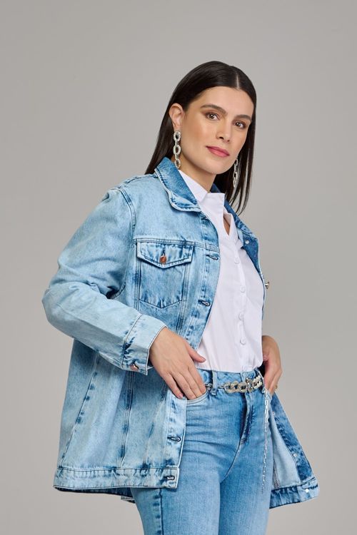 Jaqueta boyfriend jeans feminina Patogê JQ37563