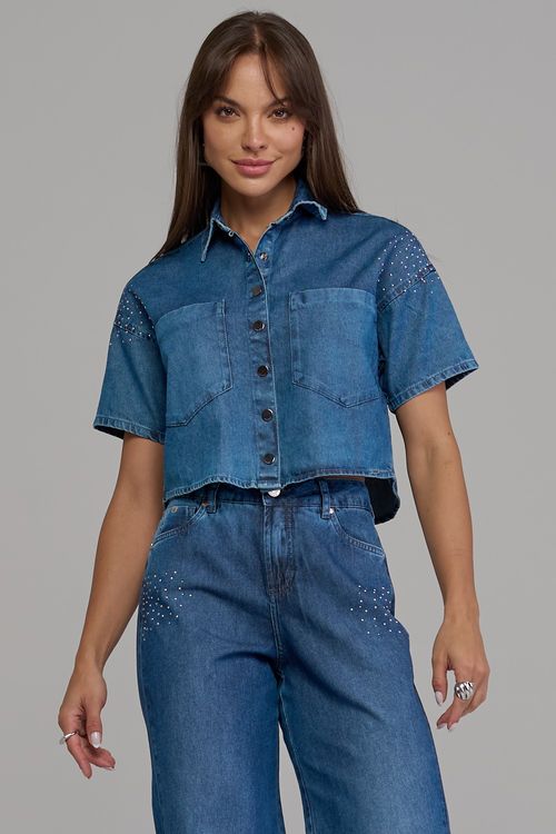 Camisa jeans feminina Patogê CA37519