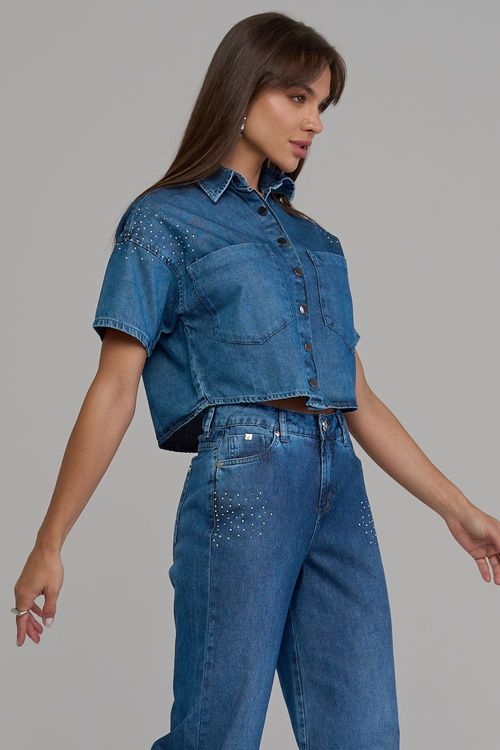 Camisa jeans feminina Patogê CA37519