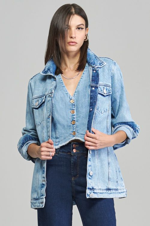 Jaqueta boyfriend jeans feminina Patogê JQ37985