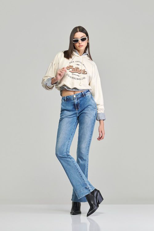 Calça boot cut jeans feminina Patogê cintura alta (G4) CL37475