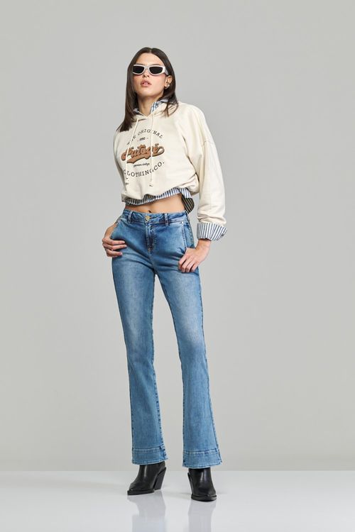 Calça boot cut jeans feminina Patogê cintura alta (G4) CL37475