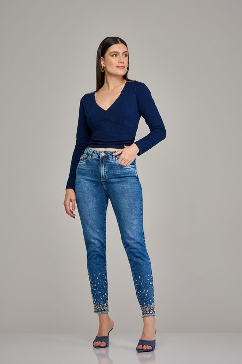 Calça mom jeans feminina Patogê cintura média (G3) CL37525