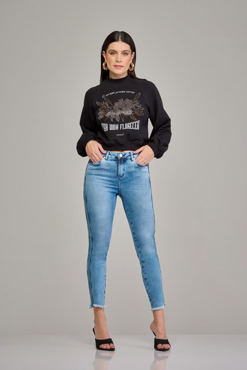 Calça cigarrete jeans feminina Patogê cintura média (G3) CL37693