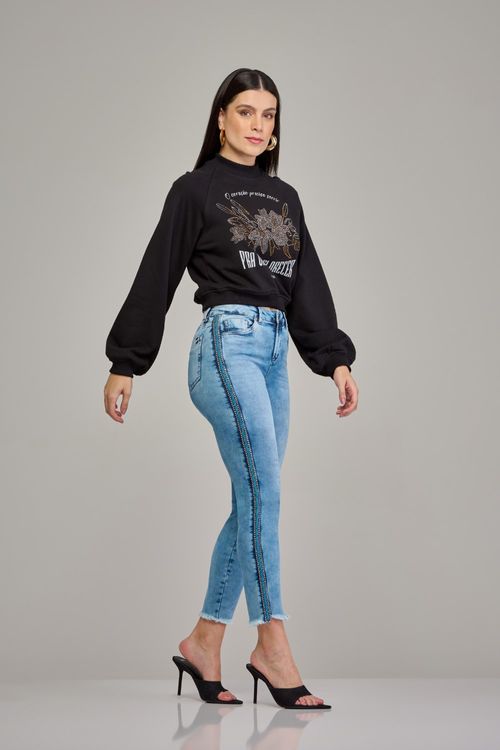 Calça cigarrete jeans feminina Patogê cintura média (G3) CL37693