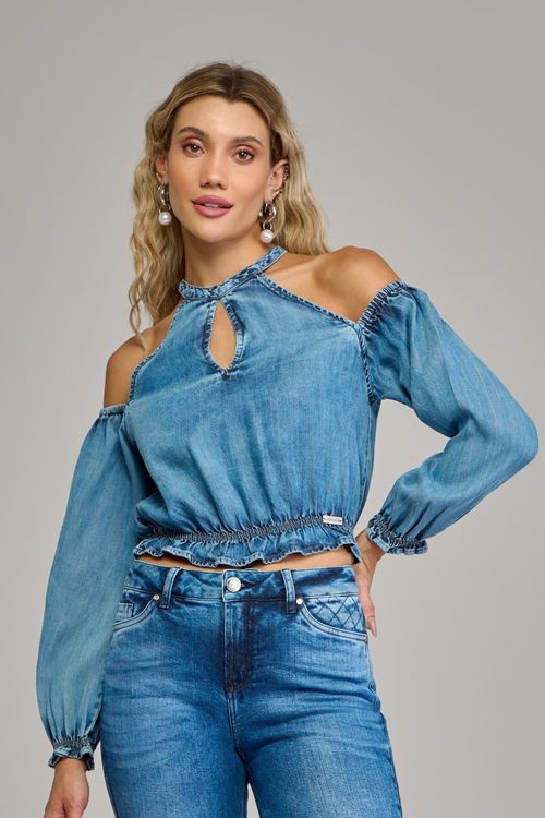 Blusa jeans feminina Patogê BL37455