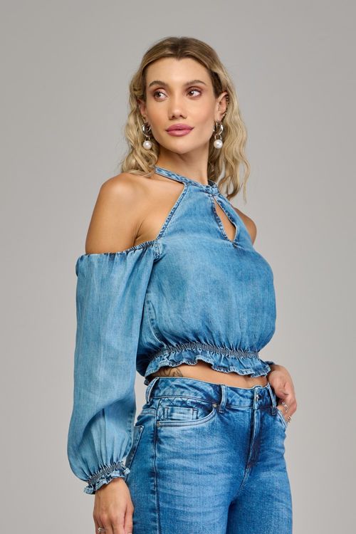 Blusa jeans feminina Patogê BL37455