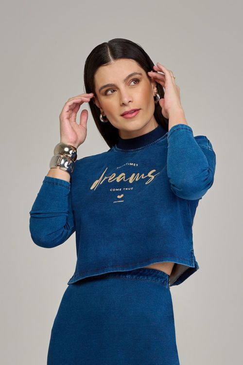 Moletom jeans feminino Patogê ML37710