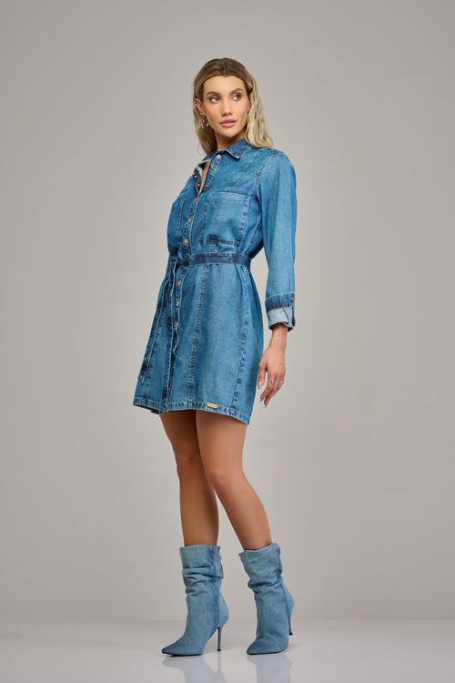 Vestido chemise jeans feminino Patogê VE37399