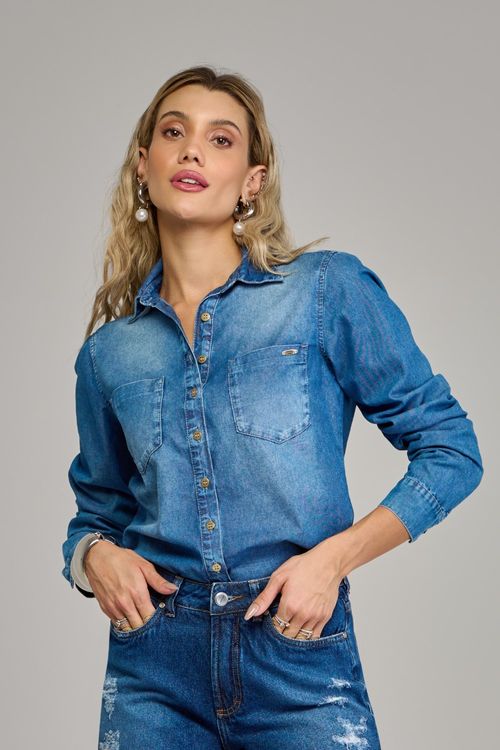 Camisa jeans feminina Patogê CA36840