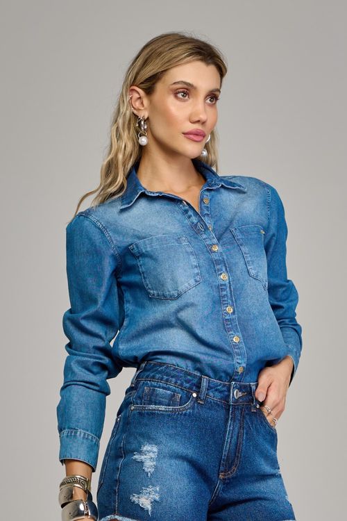 Camisa jeans feminina Patogê CA36840