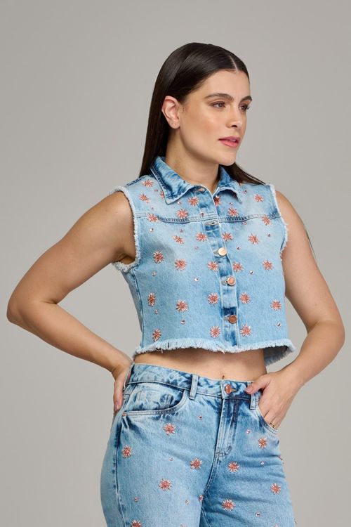 Colete jeans feminino Patogê CO37395