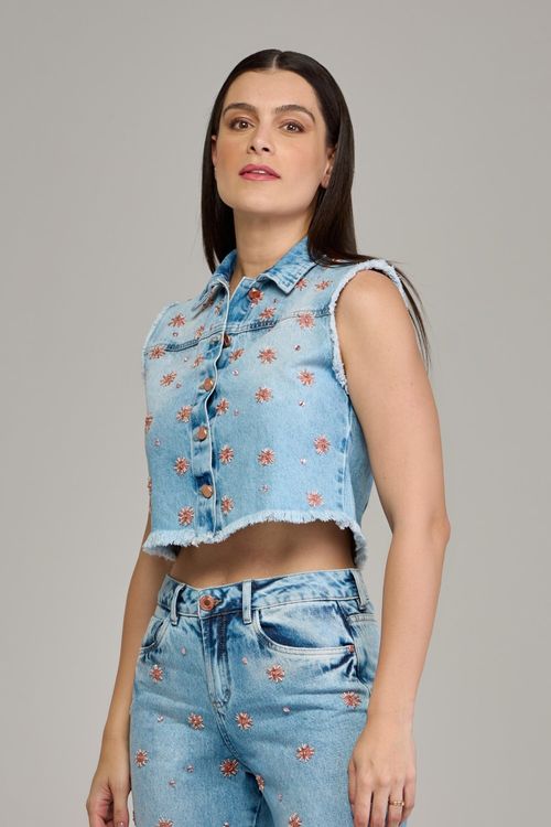 Colete jeans feminino Patogê CO37395