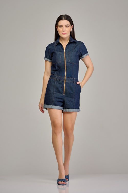 Macaquinho jeans feminino Patogê MC37523