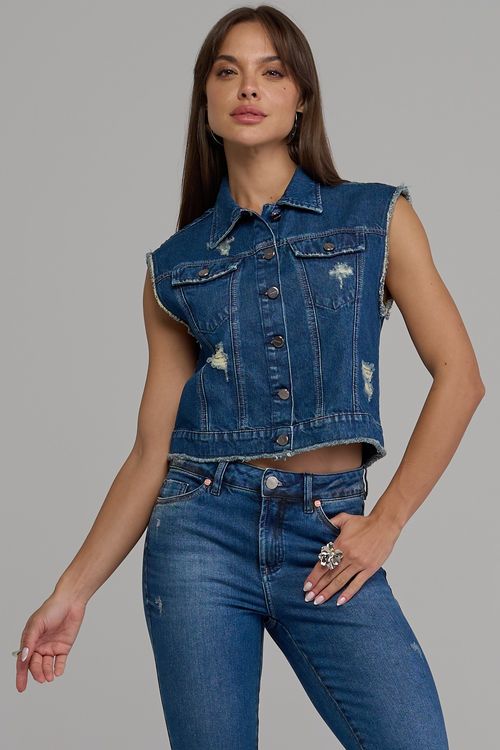 Colete jeans feminino Patogê CO37400