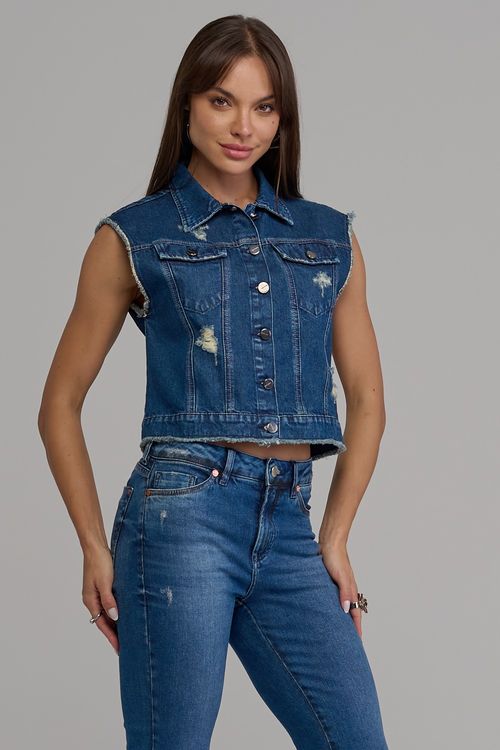 Colete jeans feminino Patogê CO37400